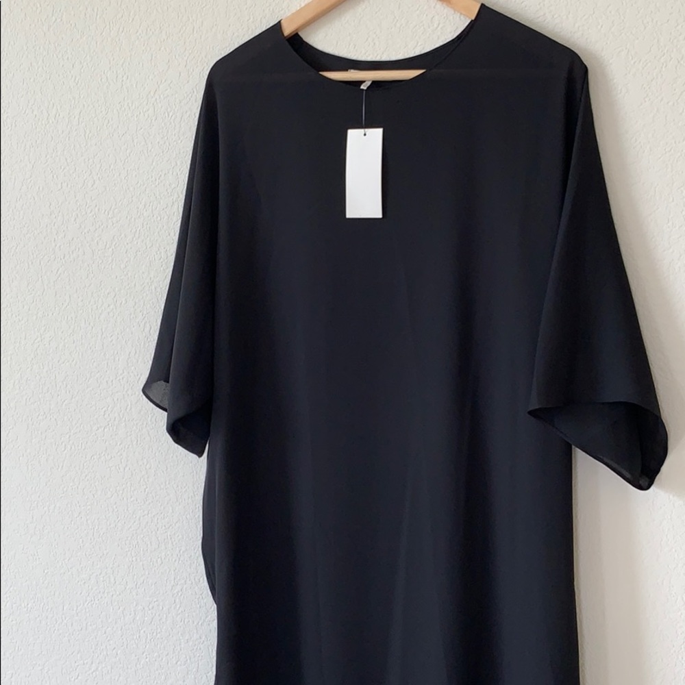 OAK + FORT Sheer Black Midi Dress